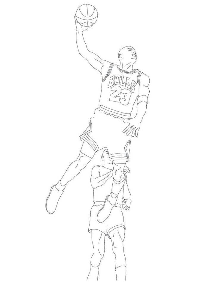 Libro da colorare del giocatore di basket NBA Jordan stampabile