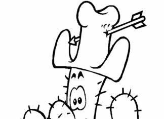 Cartoon Cactus coloring book for kids