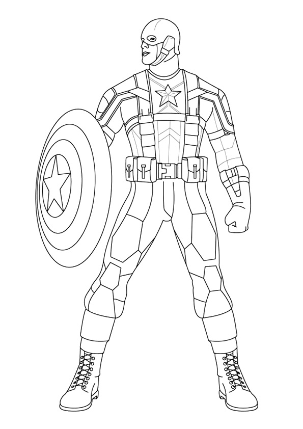 Farvelægningsbog Captain America med skjold og dragt