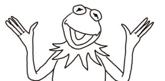 Kermit a béka Muppet színezőkönyv