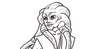 Kit Fisto and the Star wars lightsaber coloring book