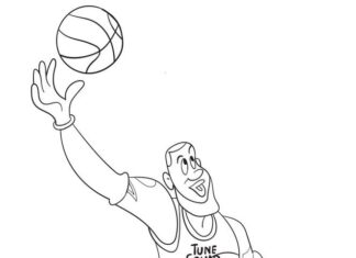 Livre à colorier "Cosmic NBA Match" de Lebron James à imprimer