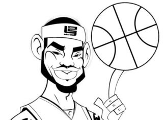 Színező könyv NBA kosárlabda játékos Lebron James