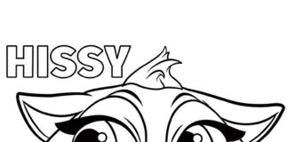 Färgbok för Hissy Cat som kan skrivas ut