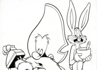 Libro para colorear Bugs Bunny y Yosemite Sam