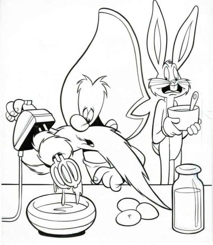 Színező könyv Bugs Bunny és Yosemite Sam