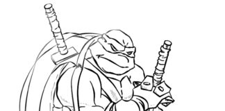 Livro para colorir tartarugas Leonardo Ninja