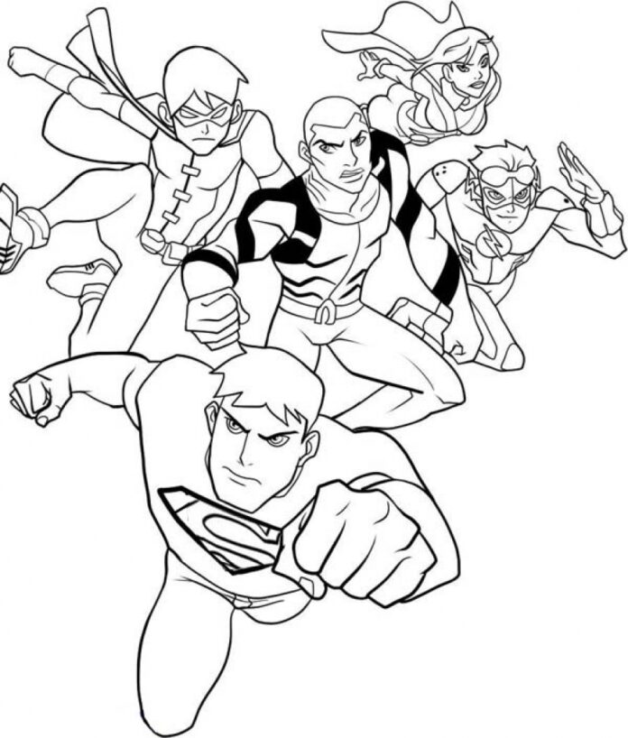 Ausmalbuch Justice League Figuren