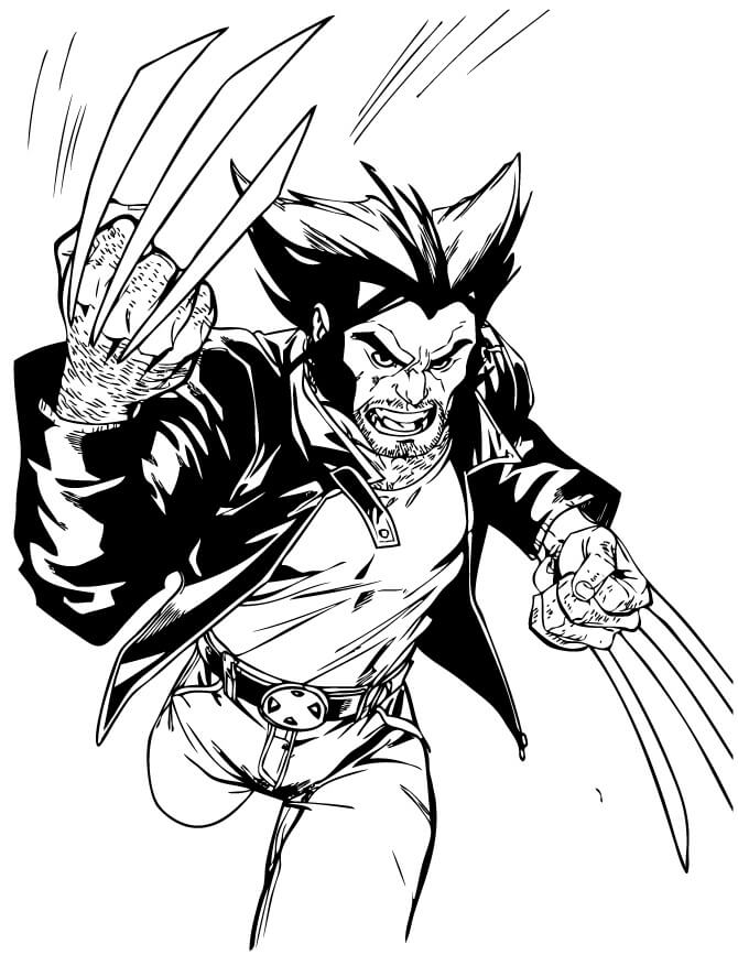 Logan Wolverine printable coloring book for boys