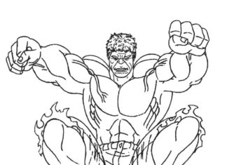 Logotipo e livro de coloração de caracteres Hulk