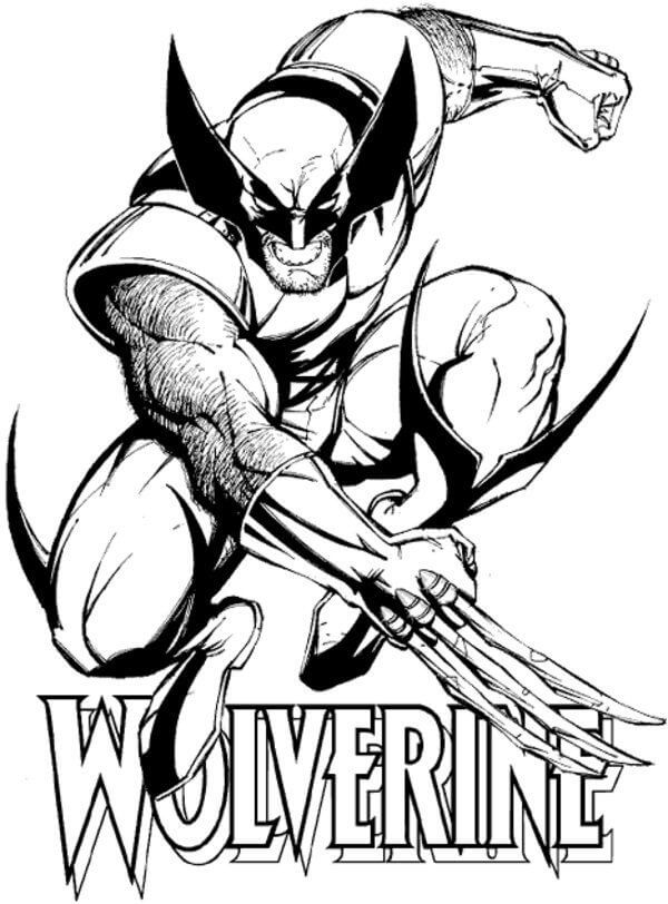 Logotipo Wolverine para impressão e livro de coloração de caracteres
