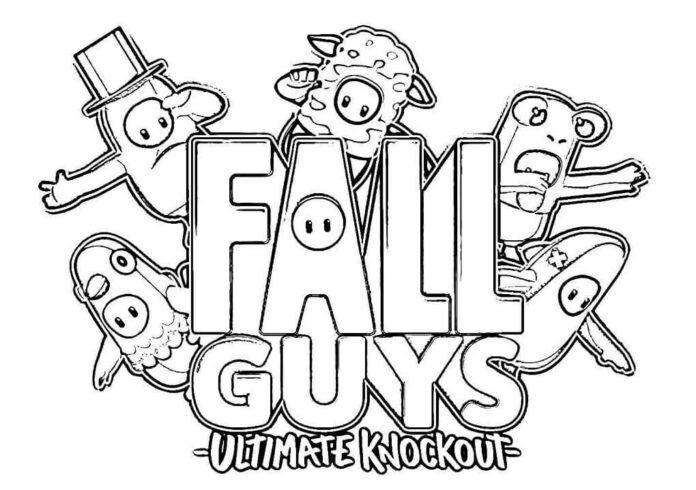 Målarbok Logotyp och figurer Fall Guys