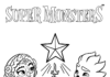 Färgbok med logotyp och Super Monsters