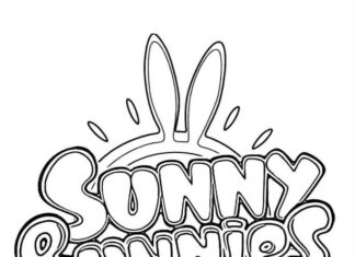 Kreslené logo Sunny Bunnies na vyfarbenie k vytlačeniu