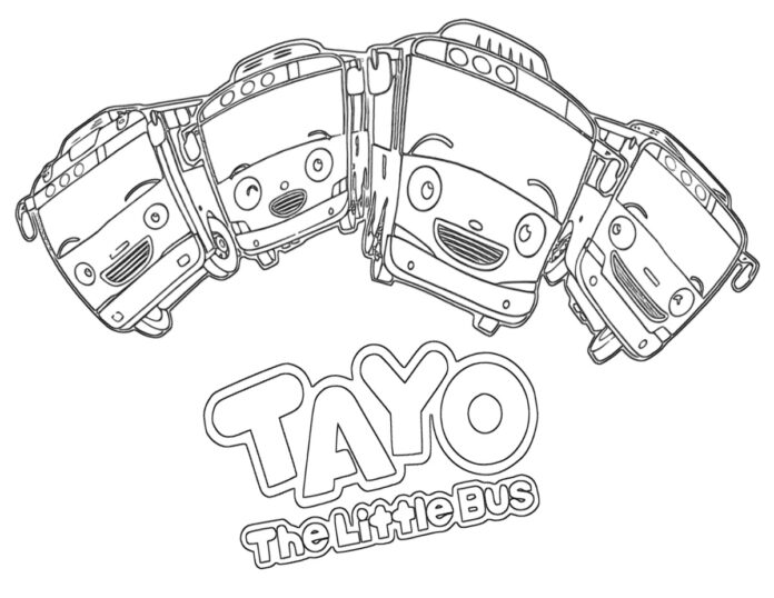 Libro da colorare del logo stampabile del cartone animato Tayo il piccolo autobus