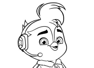 Coloring book Aviator Speedy from the Top Wing cartoon