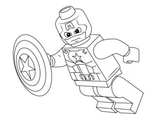 Kolorowanka Ludzik Lego Kapitan Ameryka dla dzieci do druku