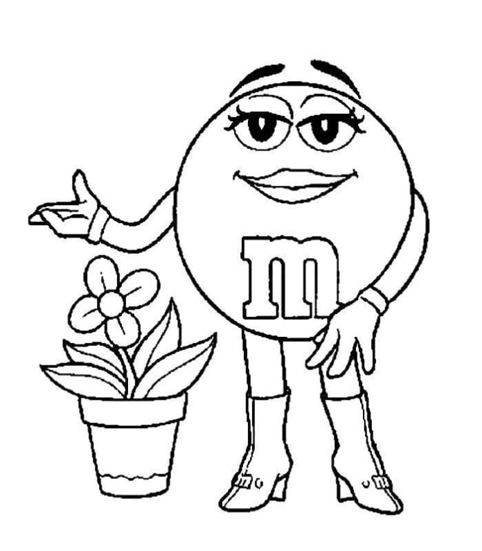Printable M&M's and flower pot coloring book