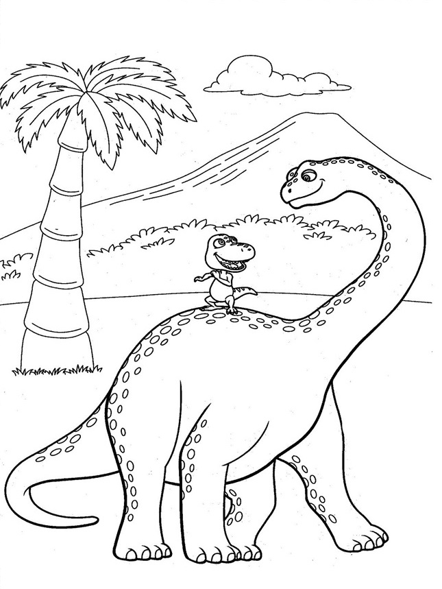 Kolorowanka Mały i duży dinozaur do druku