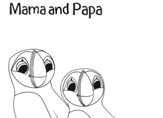 Livre de coloriage Maman et Papa de la bande dessinée Puffin Rock
