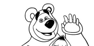 Masha e o livro de colorir The Bear para as crianças imprimirem