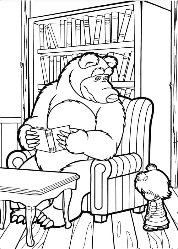 Masha and The Bear coloring book at home