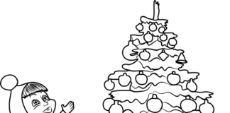 Máša a vánoční stromek omalovánky