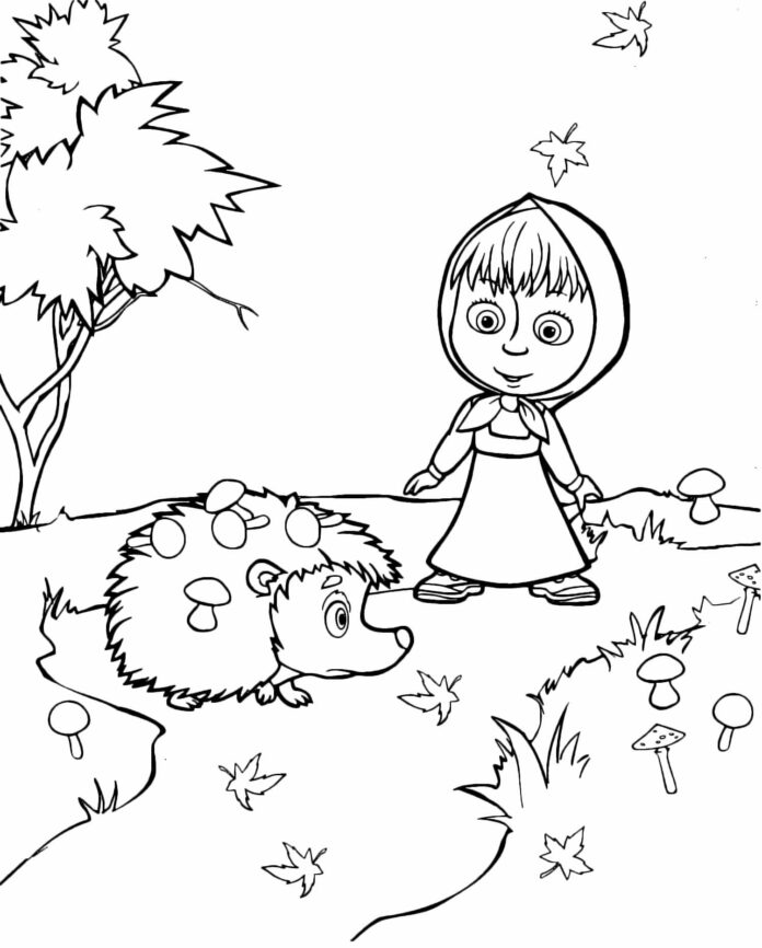 Masha and the hedgehog coloring book