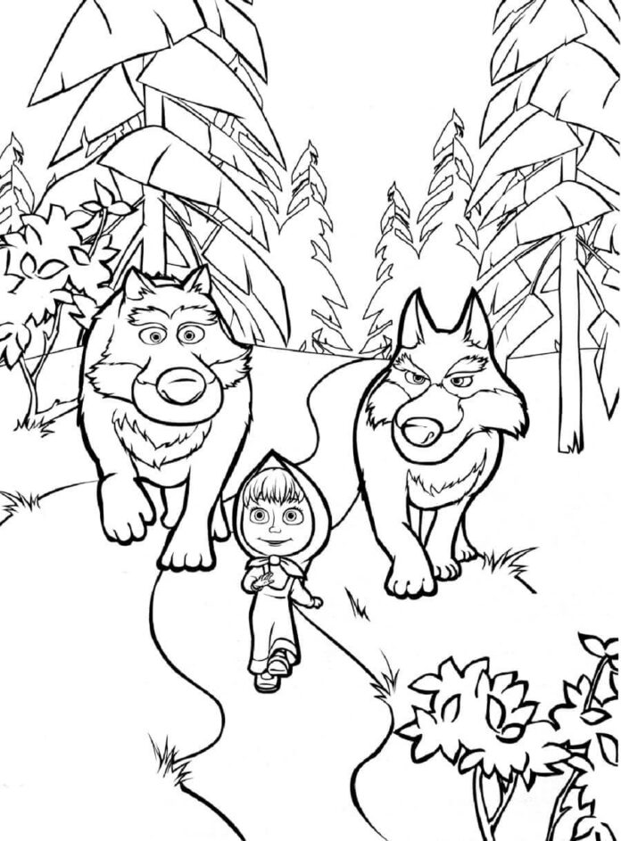 Masha and the wolves coloring book