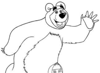 Masha og bjørnen til farvelægning til børn, som kan udskrives