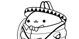 Coloring book Mexican man in sombrero