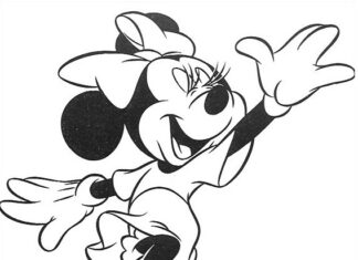 Livre de coloriage imprimable Minnie Mouse en patins à roulettes