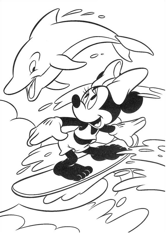Minnie und die Delphine druckbares Malbuch
