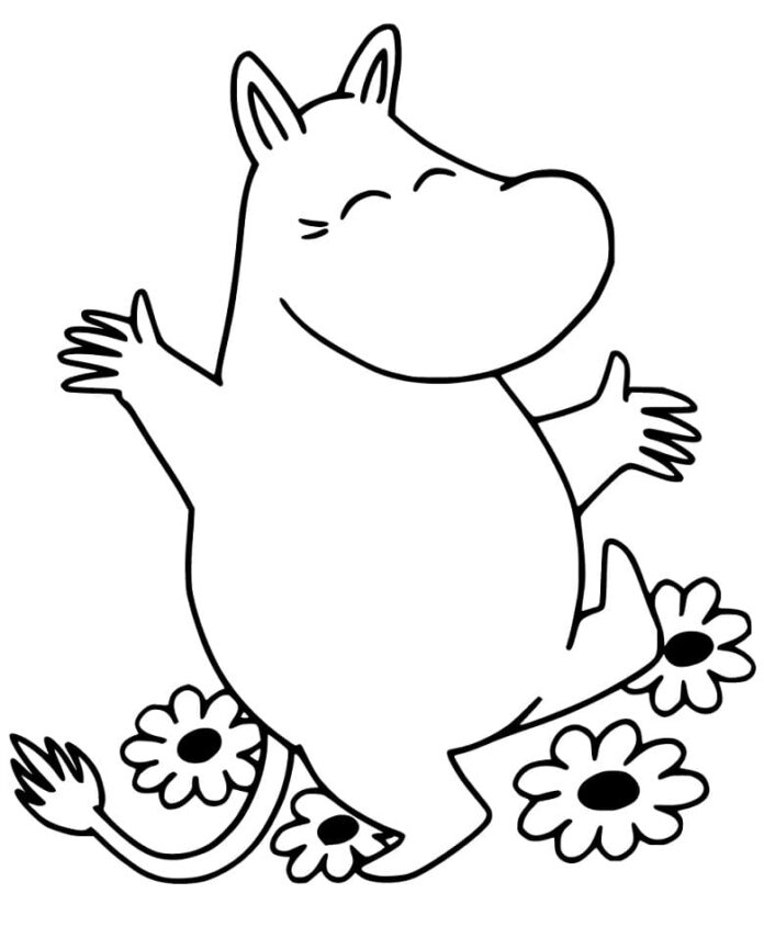 Livro de coloração de Moomins e flores