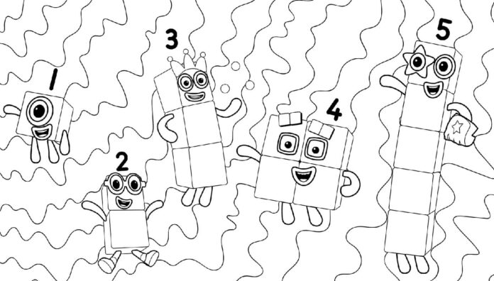 Printable coloring book Science and fun with Numberblocks