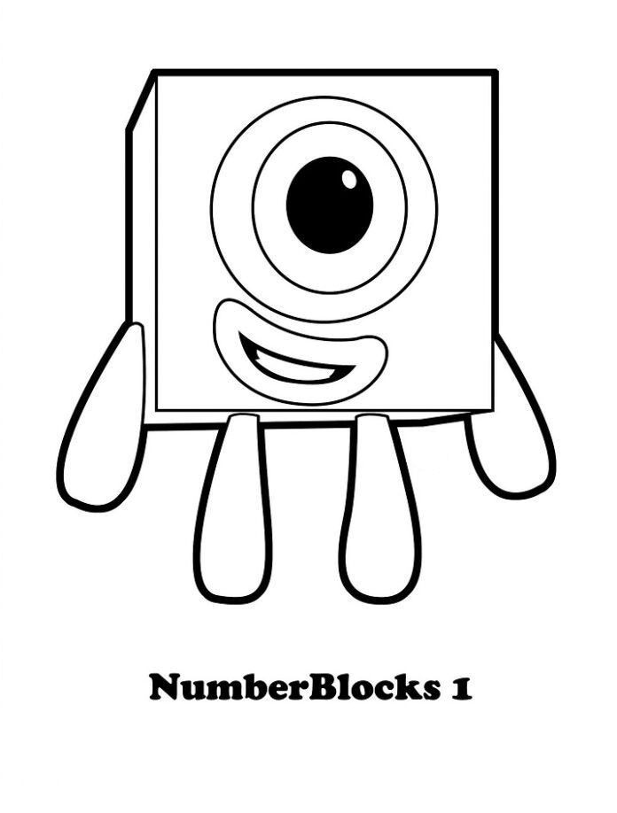 Numberblocks 1 värityskirja lapsille tulostaa ja verkossa