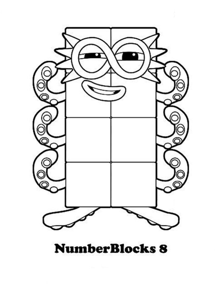 Numberblocks 8 målarbok för barn