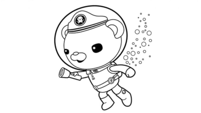 Diver underwater coloring book for kids printable
