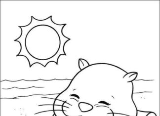 Livre à colorier Bain de soleil sur la plage avec des animaux Zhu Zhu