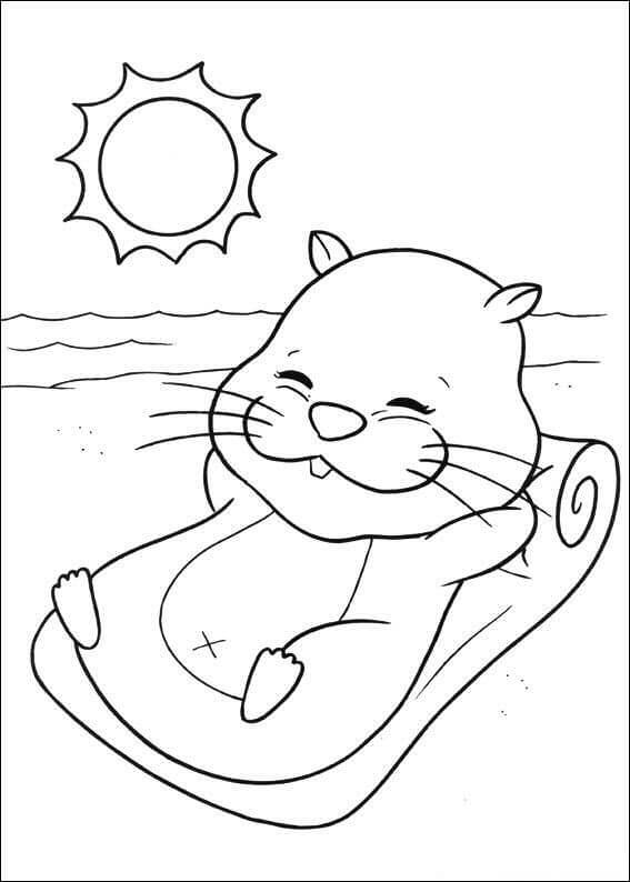Libro para colorear Tomar el sol en la playa con las mascotas Zhu Zhu