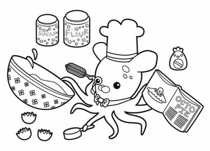 Octopus Inkling coloring book cooks