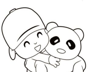 Panda és Pocoyo nyomtatható színezőkönyv
