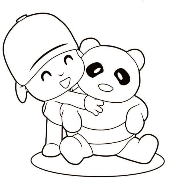 Panda and Pocoyo printable coloring book