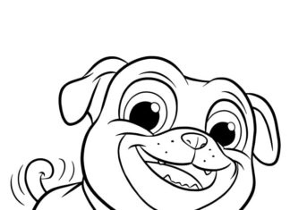 Livro para colorir o Bingo Cão imprimível para crianças