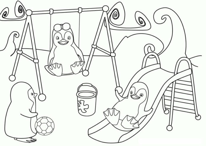Printable Snow Penguins coloring book for kids