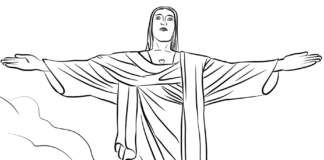 Livro para colorir a Estátua de Cristo Brasil imprimível