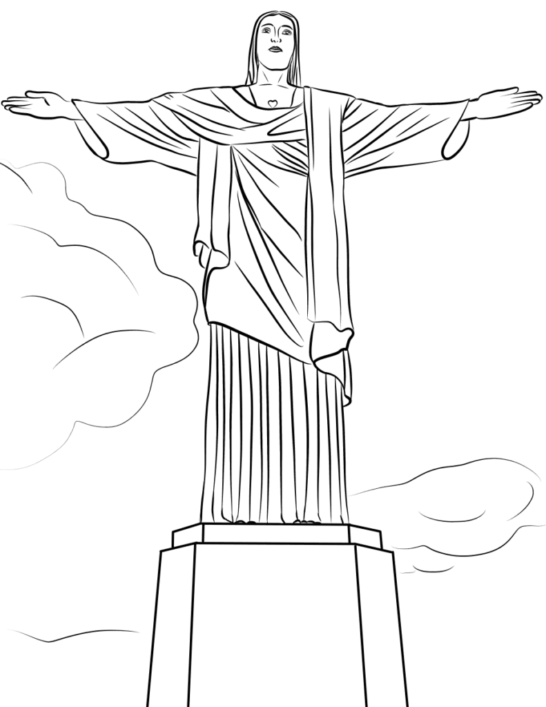 Christ Monument Brazil coloring book printable and online