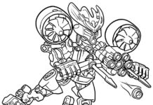 Printable Bionicle character coloring book with Lego bricks