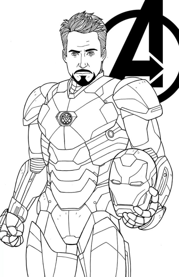 Iron Man karakter színezőkönyv gyerekeknek nyomtatásra