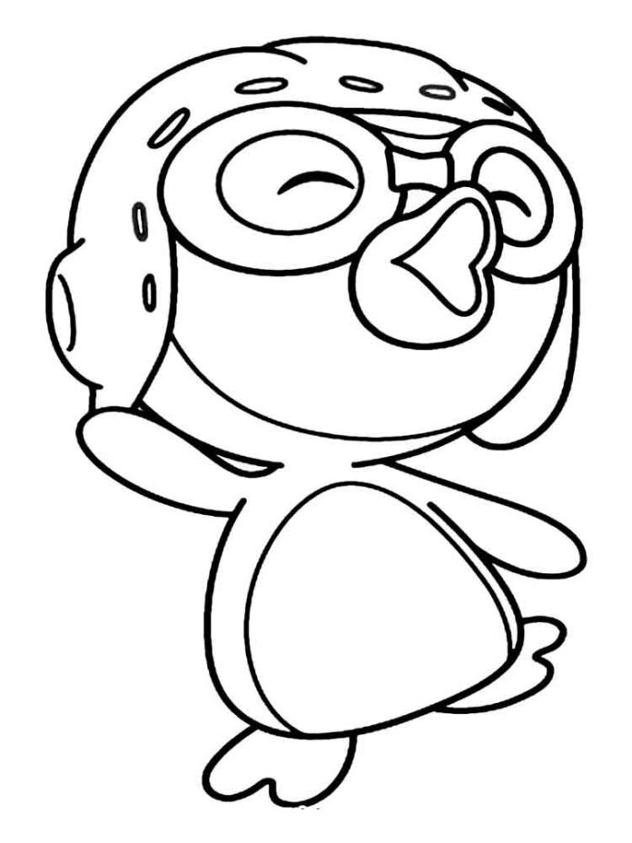 Színező könyv karakter kis pingvin Popolo